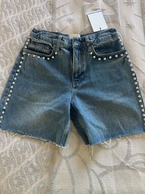 Reformation Raye Midrise Studded Shorts